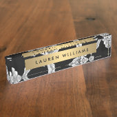  zwart-wit bloemmotief naambordje (Zijkant)