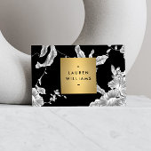  zwart-wit bloemmotief visitekaartje