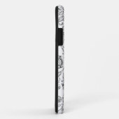 Zwart-wit bloempatroon Case-Mate iPhone case (Achterkant/rechts)