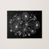 Zwart-wit bloempatroon legpuzzel (Horizontaal)