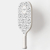 Zwart-wit bloempatroon - Naam en monogram Pickleball Paddle (Links)