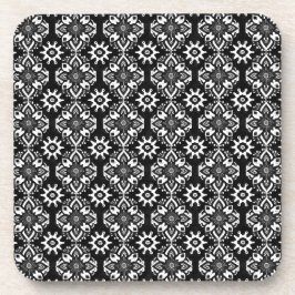 Zwart-wit Bloempatroon Onderzetters - Set van 6