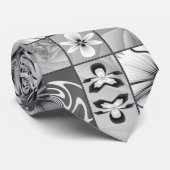 Zwart-wit bloempatroon stropdas (Opgerold)