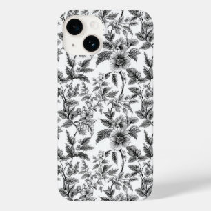 zwart-wit bloempatroon varens Case-Mate iPhone 14 hoesje