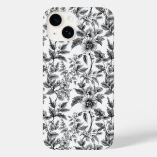 zwart-wit bloempatroon varens Case-Mate iPhone 14 hoesje
