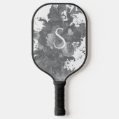 Zwart-wit bloemstuk artistiek gepersonaliseerd cad pickleball paddle (Voorkant)