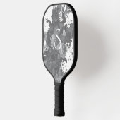 Zwart-wit bloemstuk artistiek gepersonaliseerd cad pickleball paddle (Links)