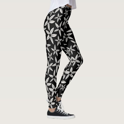 Zwart-wit Bloom Spring Leggings (Rechts)