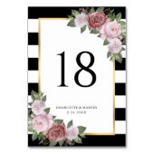 Zwart Wit Blush Roze Bloemen Huwelijk Kaart (Achterkant)