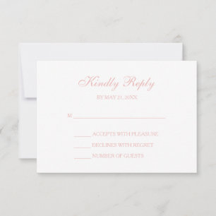 Zwart Wit & Blush Roze Script RSVP-kaarten RSVP Kaartje