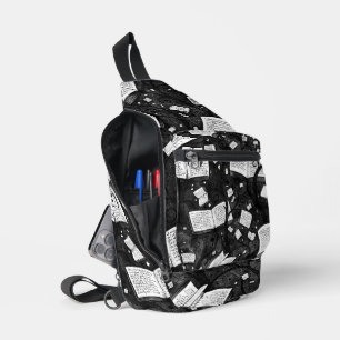 Zwart-wit boeken achtergrond sling bag