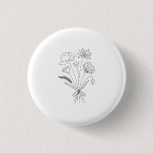 Zwart-wit boeket, bloemen, bloemstuk ronde button 3,2 cm
