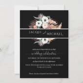 Zwart Wit Boho Bloem Palm Loof Pampas Gras Kaart (Voorkant)