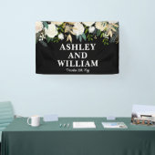 Zwart-wit Boho Bohemian Chic Greenery Wedding Spandoek (Beurs)