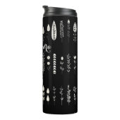 Zwart-wit Boho Botanisch Minimalistisch Thermosbeker (Geroteerd rechts)