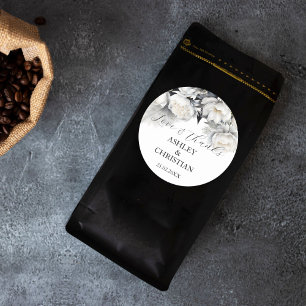 Zwart-wit boho bruiloft gunst dank u ronde sticker