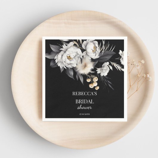 Zwart-wit boho bruiloft template met sfeer servet
