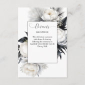 Zwart-wit boho elegante bruiloft details informatiekaartje (Voorkant)