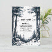 Zwart Wit Boho Mountain Forest bruiloft Kaart (Staand voorkant)