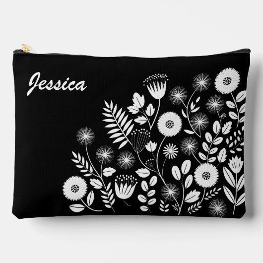 Zwart-wit Boho Wildflower Etui (Voorkant)