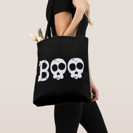 Zwart-wit Bony Skull Boo Draagtas (Dichtbij)