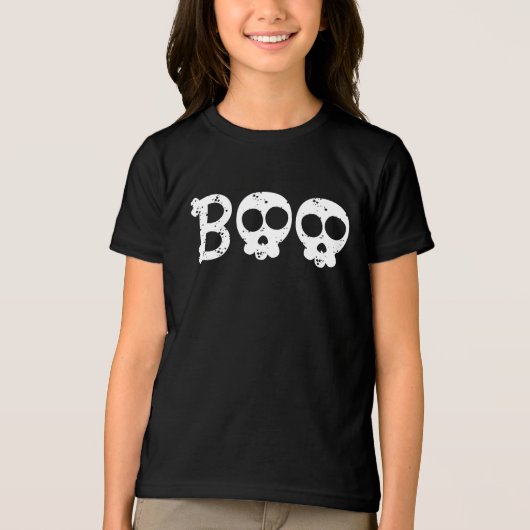 Zwart-wit Bony Skull Boo Tri-Blend Shirt (Voorkant)