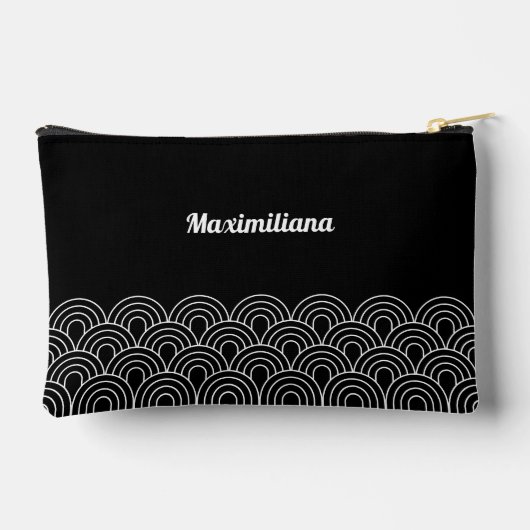 Zwart-wit- Boogjes Glam Kleine Accessoire Pouch Etui (Achterkant)