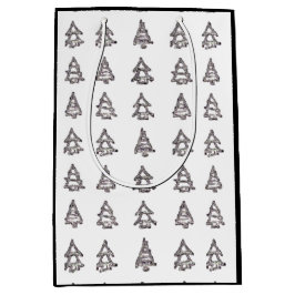 Zwart & Wit Boom Gift Bag (Zwarte Zijden) Medium Cadeauzakje