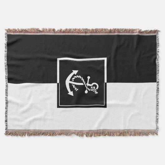 Zwart-wit bootanker geometrisch ontwerp deken (Voorkant)