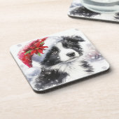 Zwart-wit Border Collie Hard plastic onderzetter (Linkerzijde)