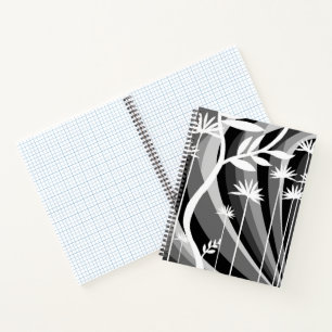 Zwart-wit botanisch afdrukken notitieboek