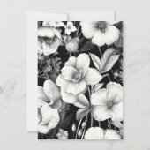 Zwart Wit Botanisch Donker Bloemen Bruiloft Kaart (Achterkant)