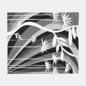 Zwart-wit botanisch ontwerp fleece deken (Voorkant (Horizontaal))