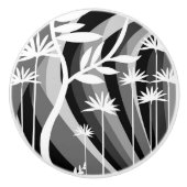 Zwart-wit botanisch ontwerp keramische knop (Voorkant)