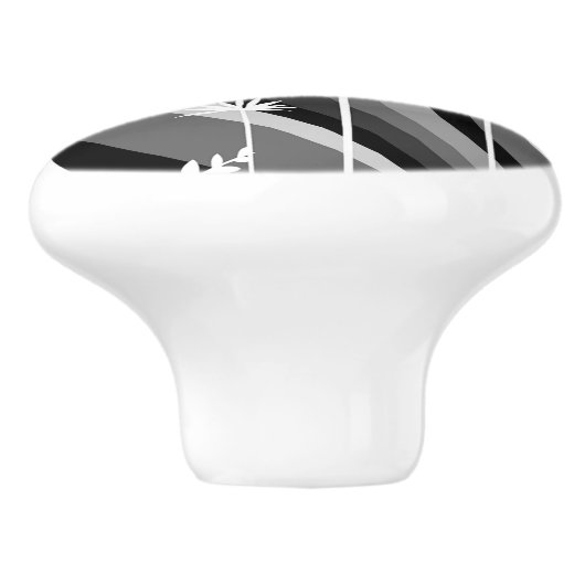 Zwart-wit botanisch ontwerp keramische knop (Zijkant)