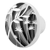 Zwart-wit botanisch ontwerp keramische knop (Rechts)