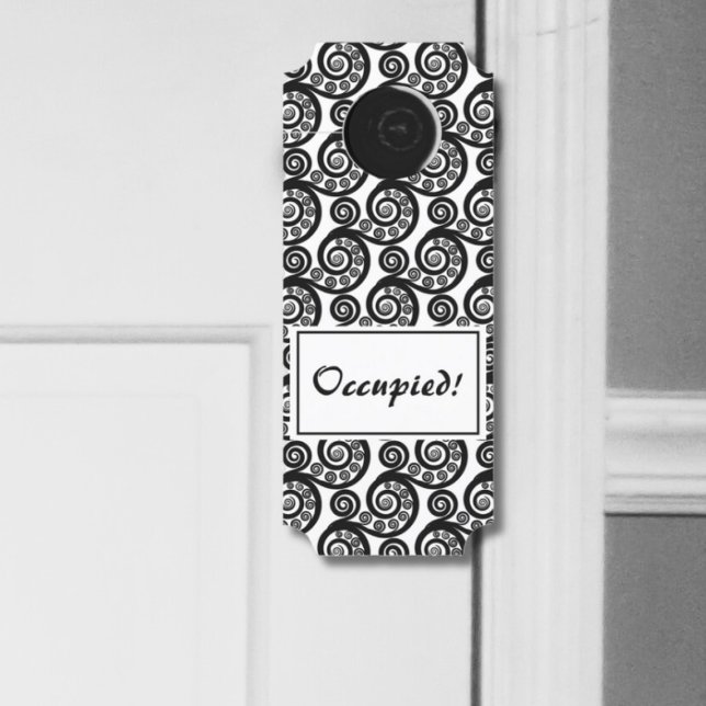  zwart & wit botanisch varenblad (Vintage Black & White Botanical Fern Leaf Door Hanger)