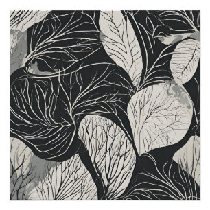 Zwart-wit botanische blad kunst perfect poster