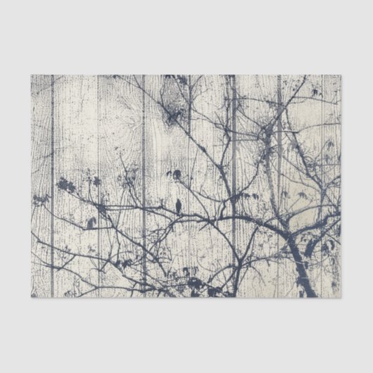 Zwart-wit Botanische Motif Artwork Tissuepapier (Voorkant)