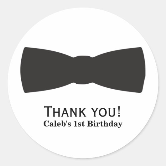 Zwart & Wit Bow Stropdas Tuxedo Boys Feestgunst Ronde Sticker (Voorkant)