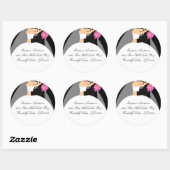 Zwart-wit bride en Groom adres label sticker (Vel)