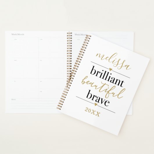 Zwart Wit Briljant Mooi Dapper Script Naam  Planner (Display)
