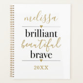 Zwart Wit Briljant Mooi Dapper Script Naam  Planner (Voorkant)