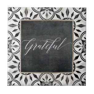 Zwart wit brochbord met grateful Script-alkboard Tegeltje