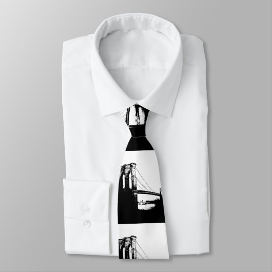 Zwart-wit  Brooklyn Bridge-Stropdas Stropdas (Gebonden)