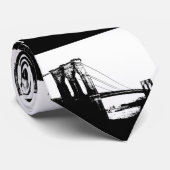 Zwart-wit  Brooklyn Bridge-Stropdas Stropdas (Opgerold)