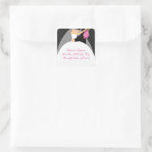 Zwart & Wit Bruid & bruidegom Adres Vierkante Stic Vierkante Sticker (Tas)