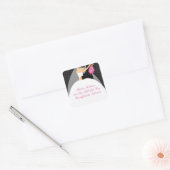 Zwart & Wit Bruid & bruidegom Adres Vierkante Stic Vierkante Sticker (Envelop)