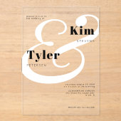 Zwart-wit bruid en bruidegom namen bruiloft acryl uitnodigingen (Voorkant)