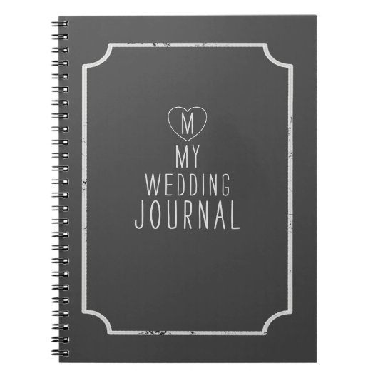 Zwart-wit bruid Monogram bruiloft Notitieboek (Voorkant)